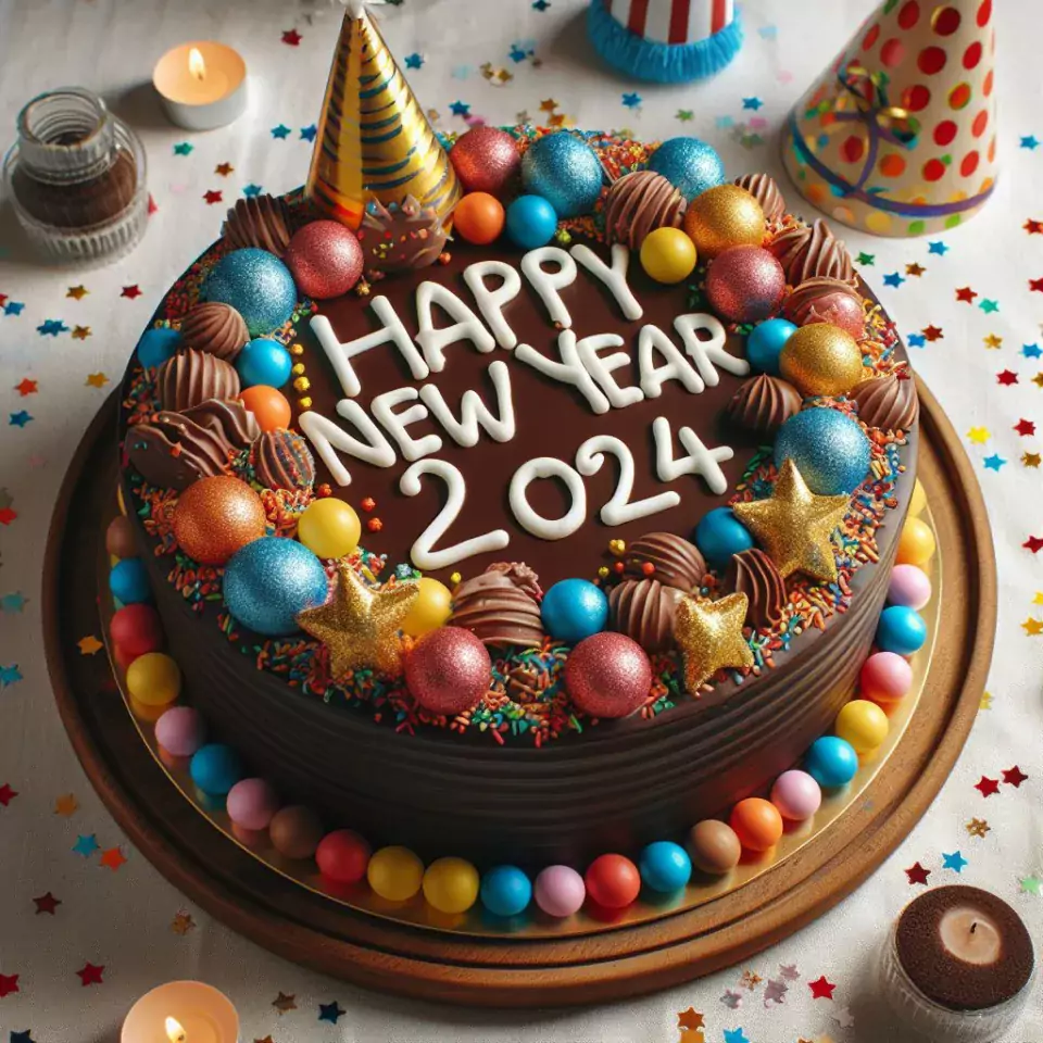 happy new year images 2024 with beautifull couple and love images cake sweets ()