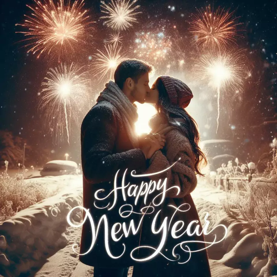 happy new year images 2024 with beautifull couple and love images cake sweets ()