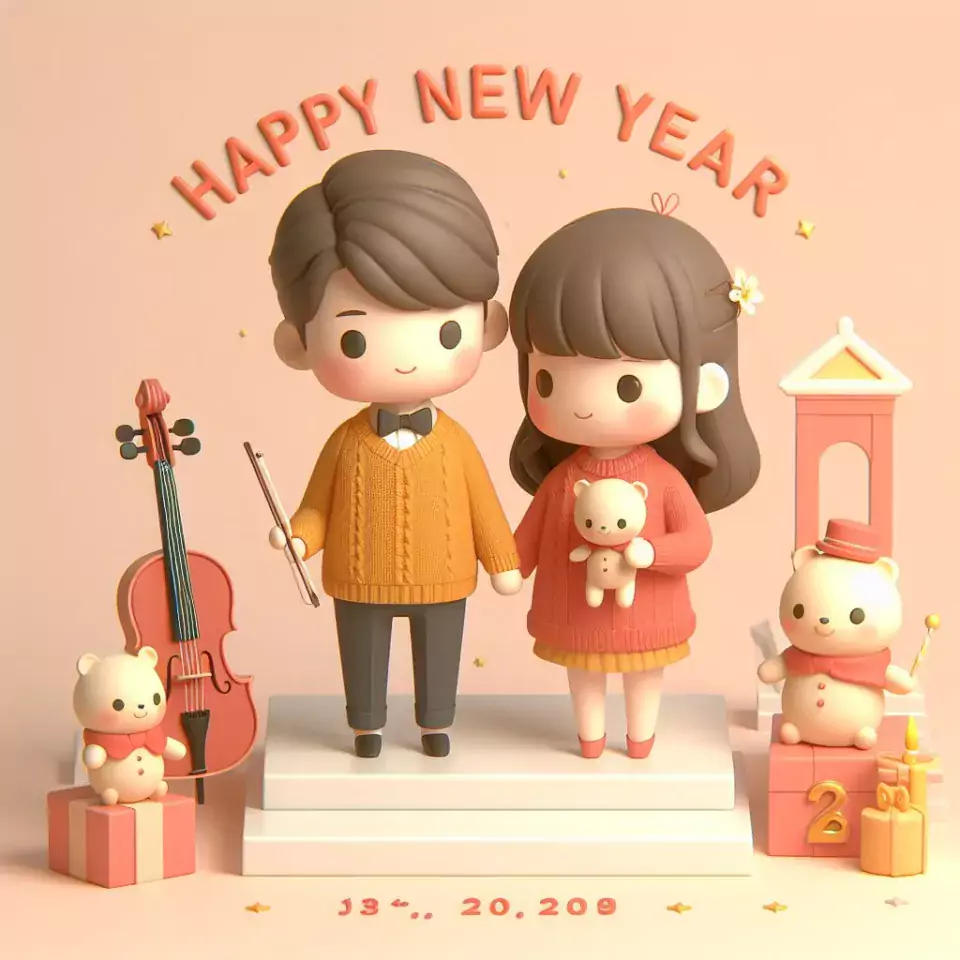 happy new year images 2024 with beautifull couple and love images cake sweets ()