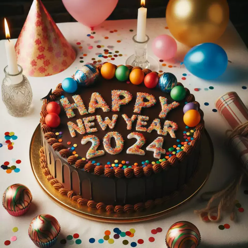 happy new year images 2024 with beautifull couple and love images cake sweets ()