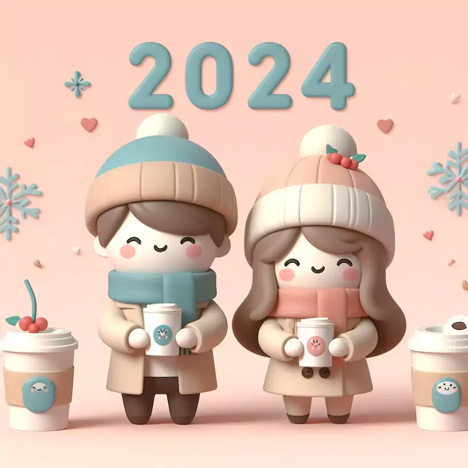 happy new year images 2024 with beautifull couple and love images cake sweets ()