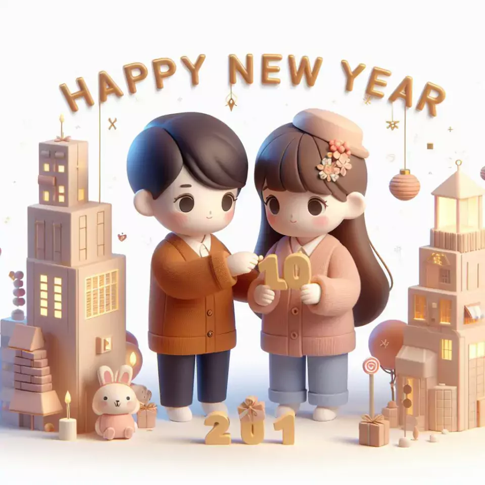 happy new year images 2024 with beautifull couple and love images cake sweets ()