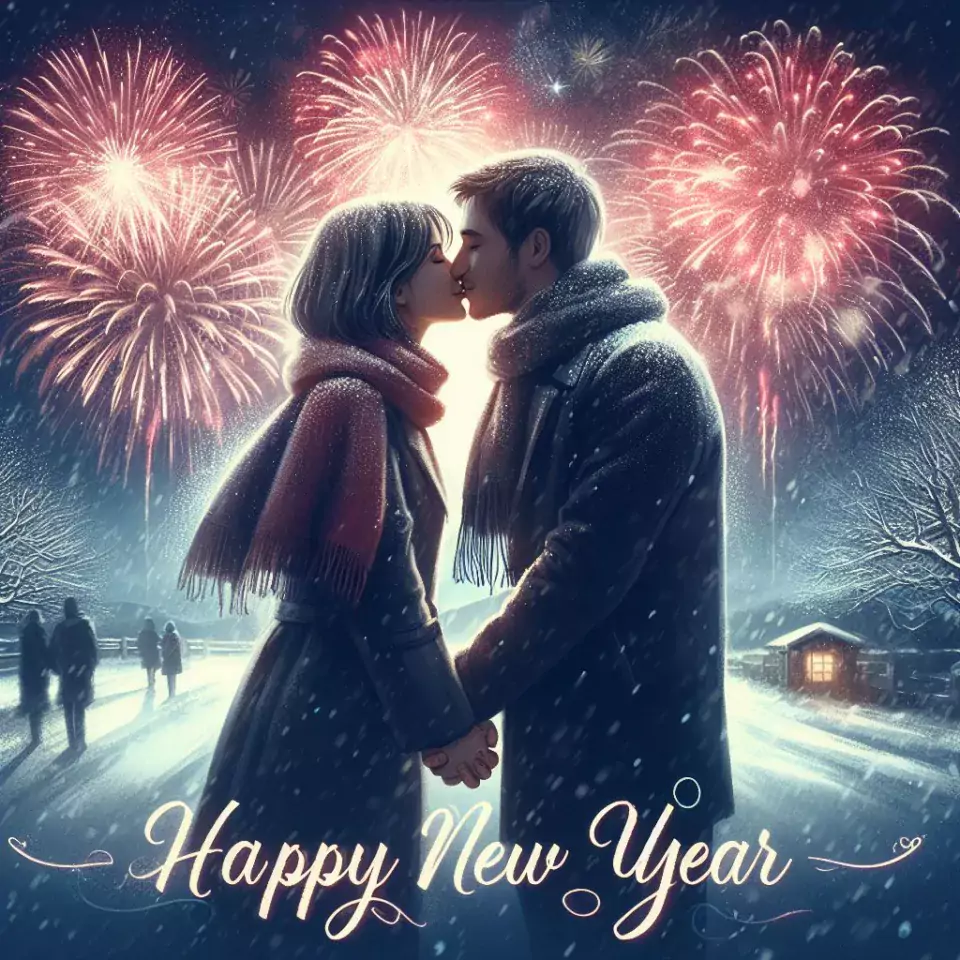 happy new year images 2024 with beautifull couple and love images cake sweets ()