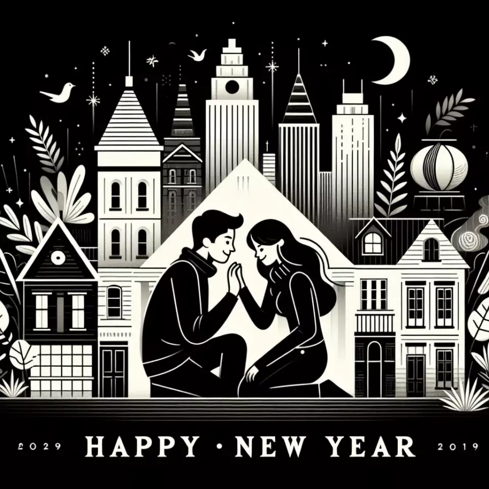 happy new year images 2024 with beautifull couple and love images cake sweets ()