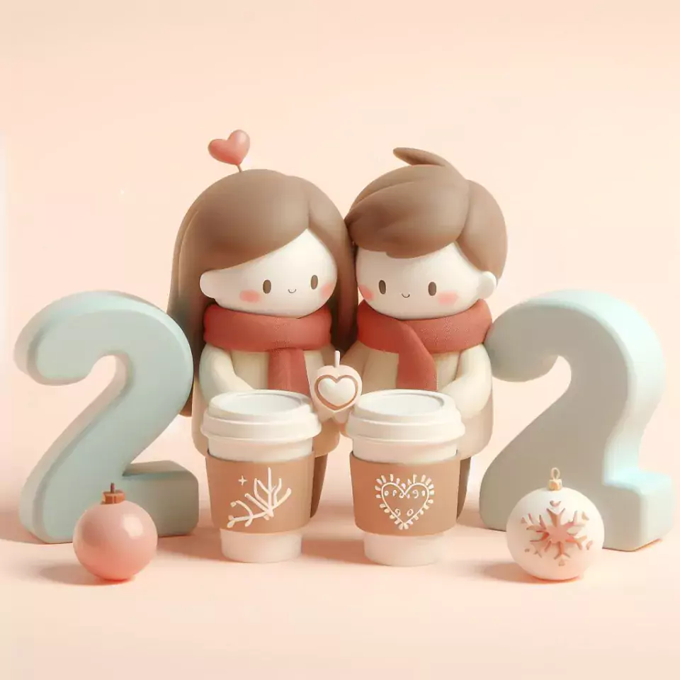 happy new year images 2024 with beautifull couple and love images cake sweets ()