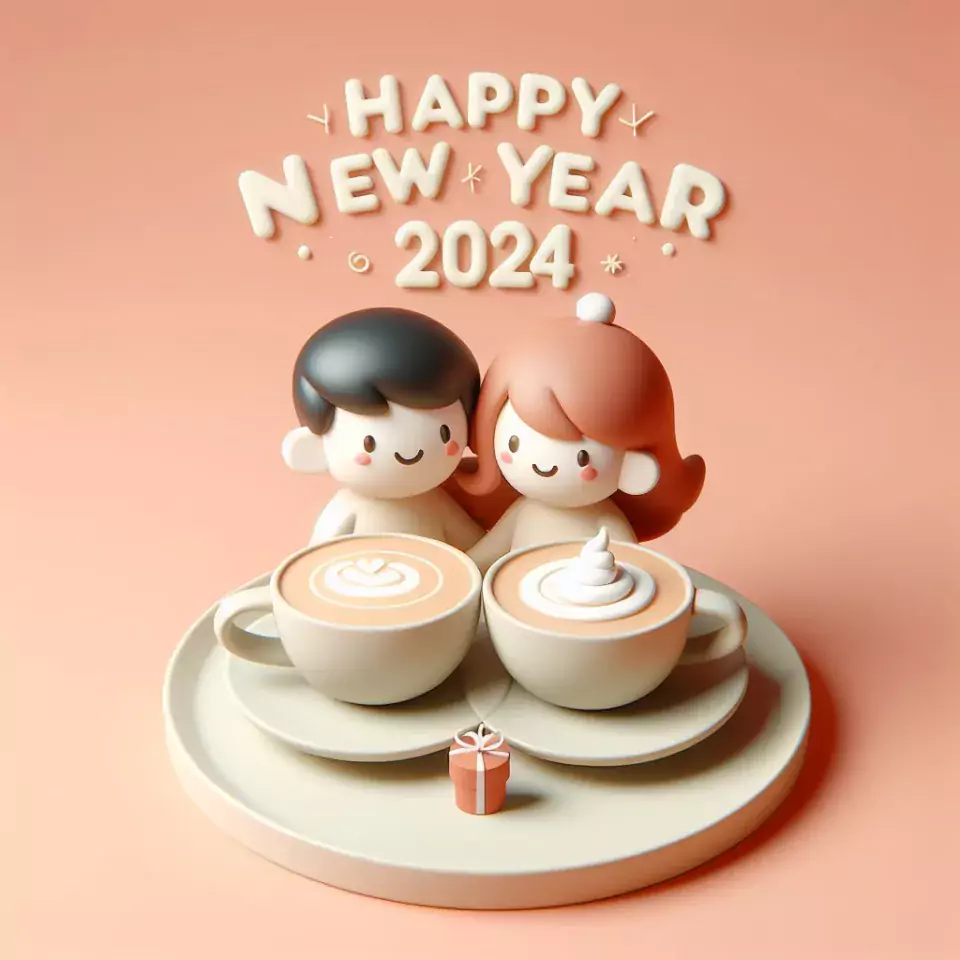 happy new year images 2024 with beautifull couple and love images cake sweets ()