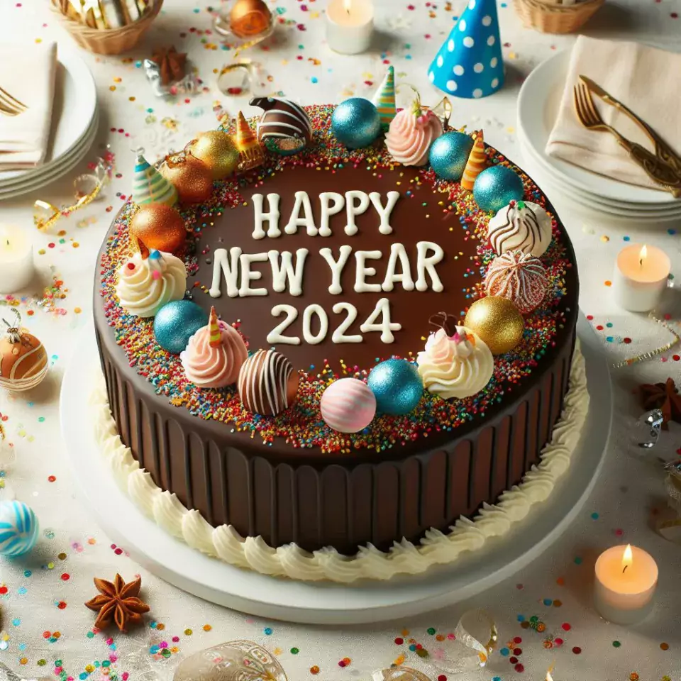 happy new year images 2024 with beautifull couple and love images cake sweets ()