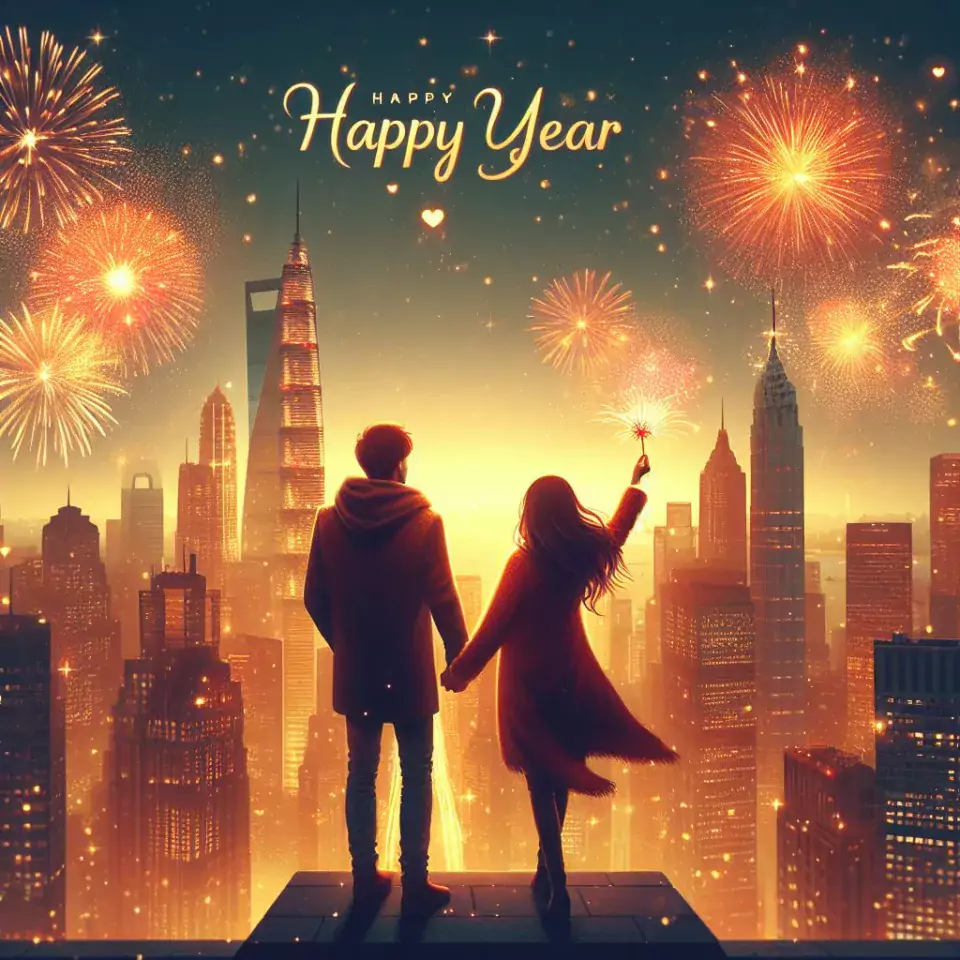 happy new year images 2024 with beautifull couple and love images cake sweets ()