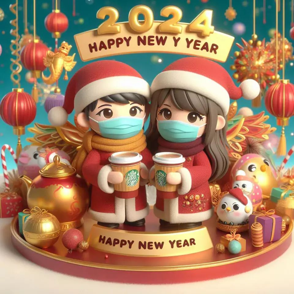 happy new year images 2024 with beautifull couple and love images cake sweets ()