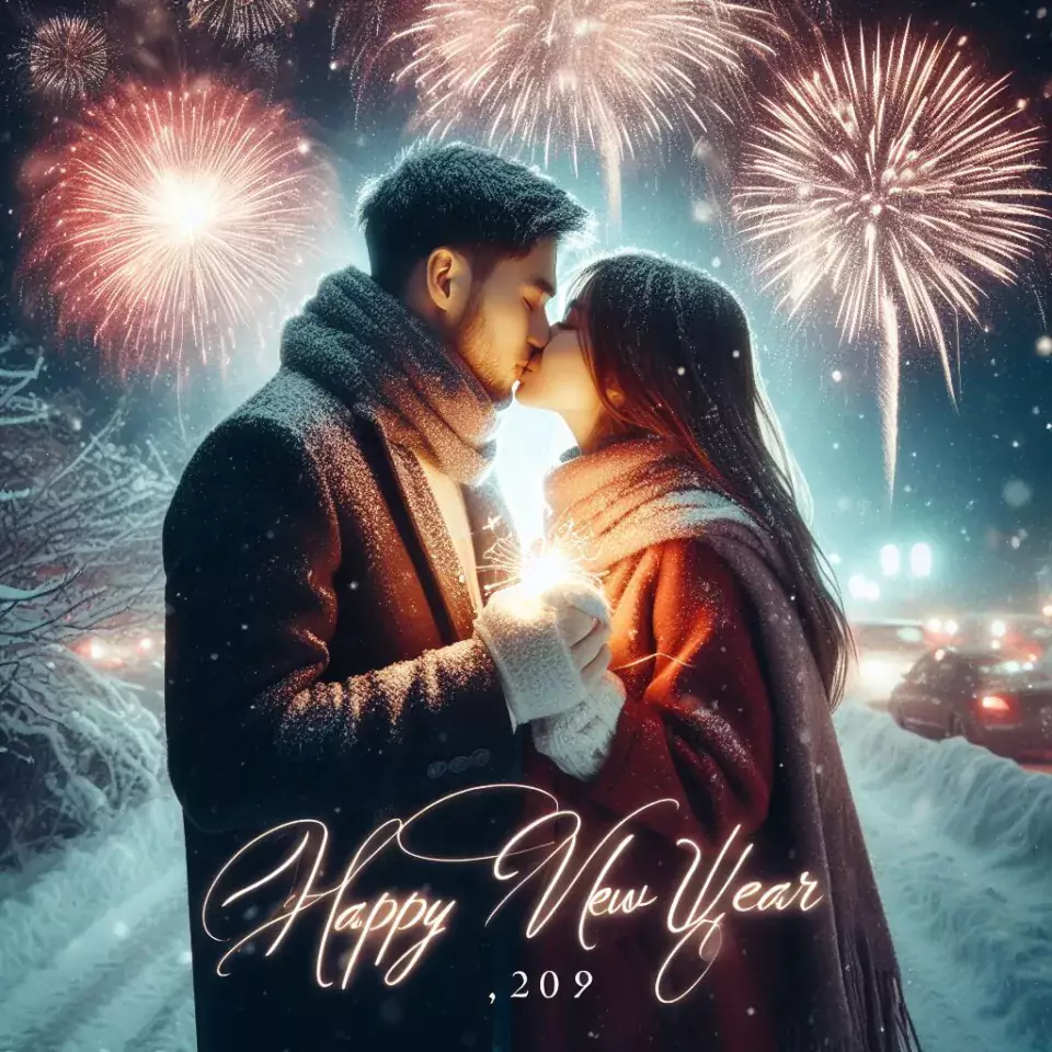 happy new year images 2024 with beautifull couple and love images cake sweets ()