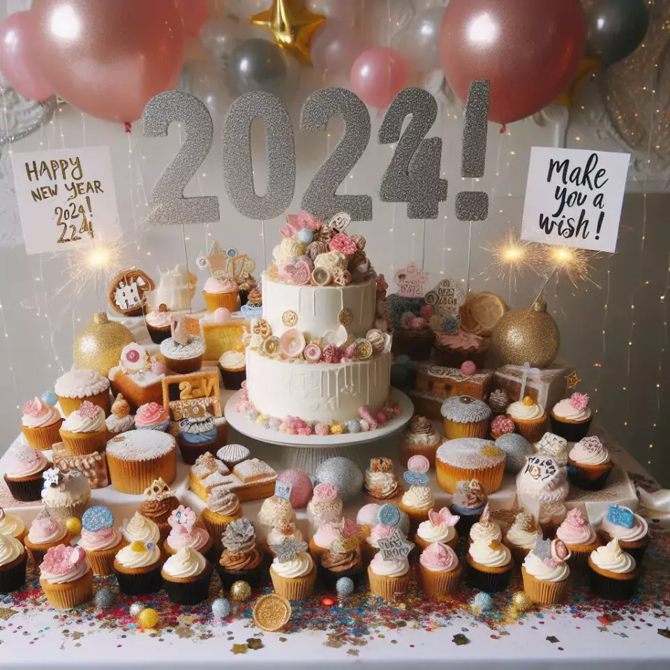 happy new year images 2024 with beautifull couple and love images cake sweets ()