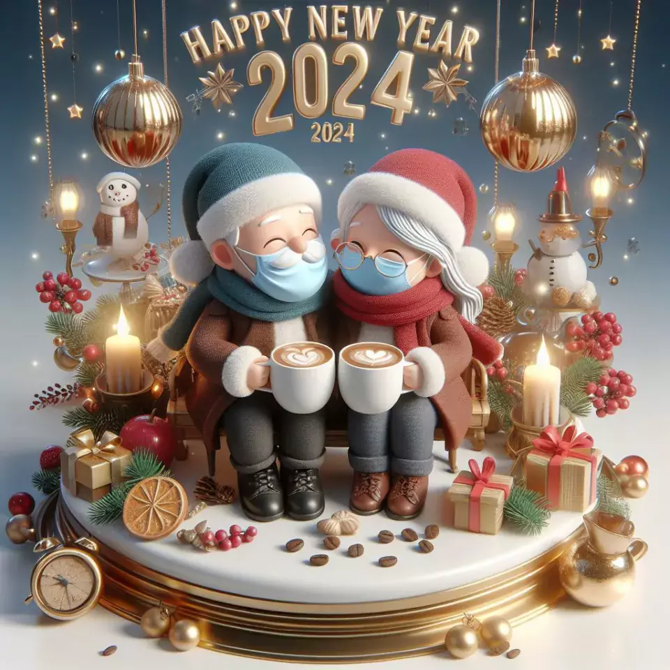 happy new year images 2024 with beautifull couple and love images cake sweets ()