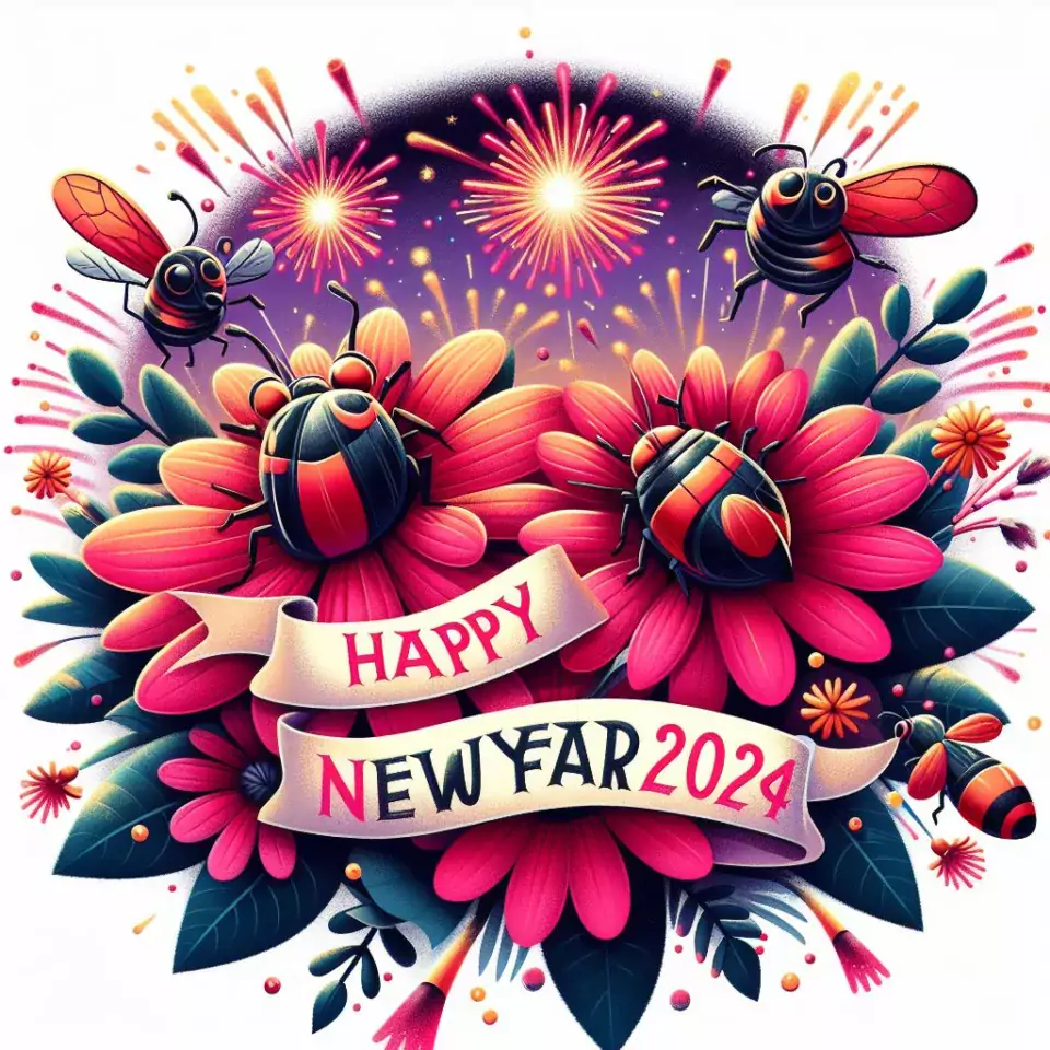 happy new year images with flower star couple beautiful love images ()