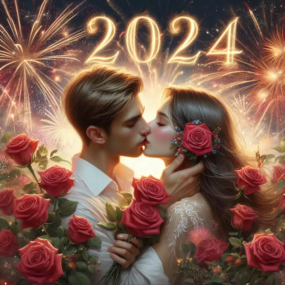 happy new year images with flower star couple beautiful love images ()