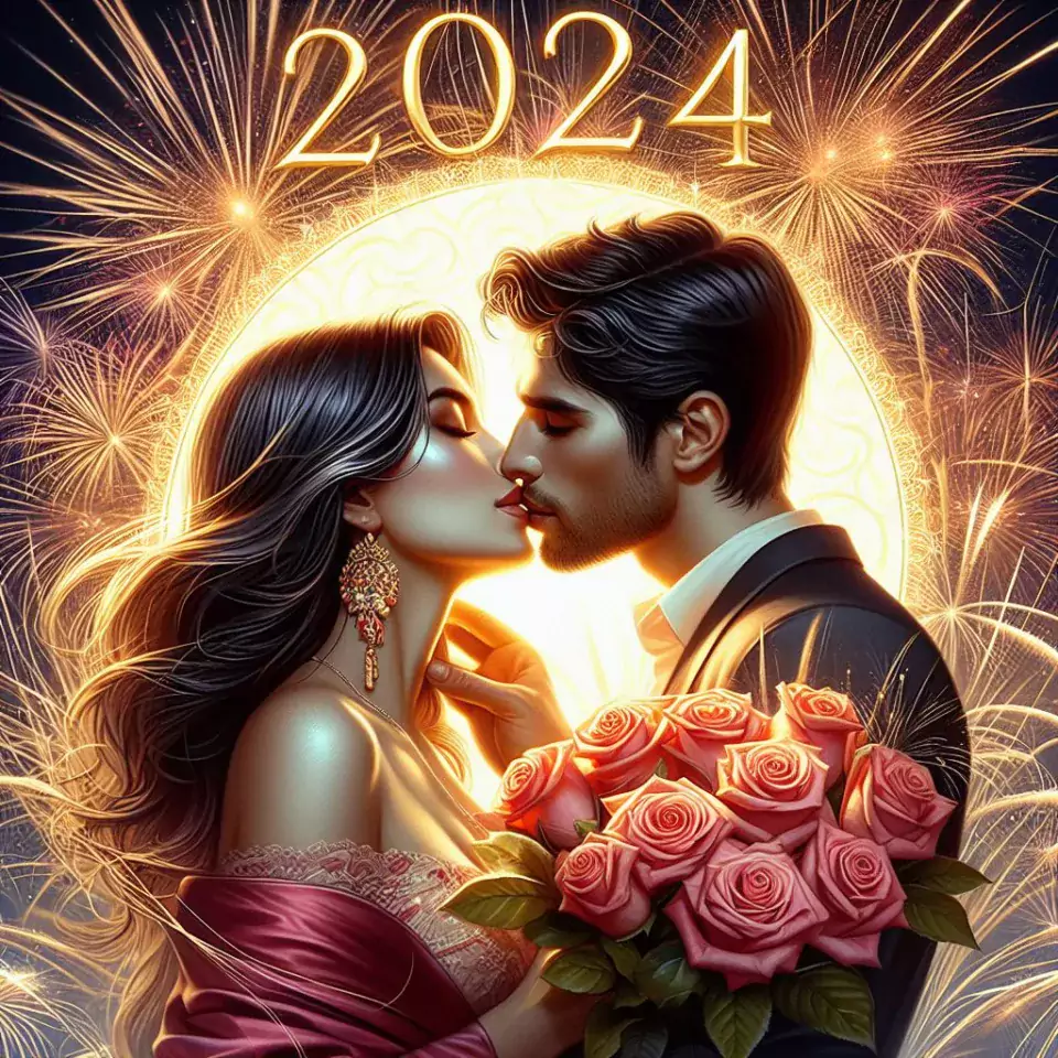 happy new year images with flower star couple beautiful love images ()