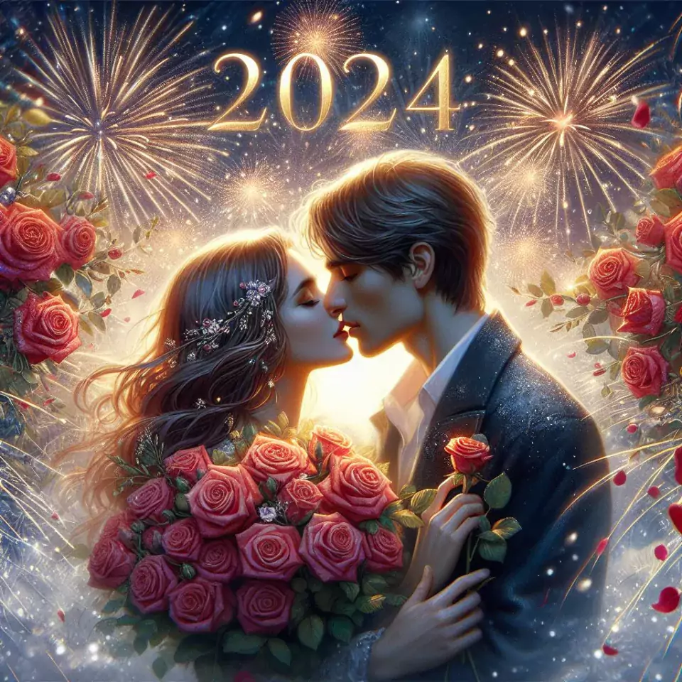 happy new year images with flower star couple beautiful love images ()