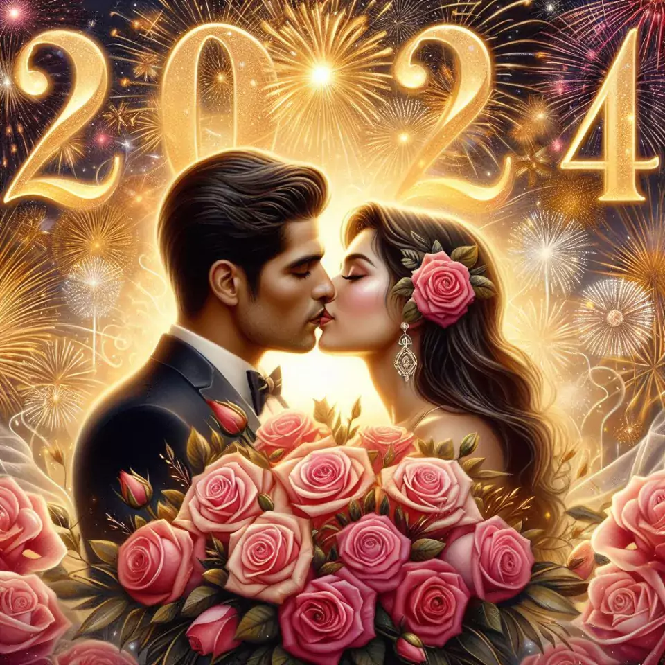 happy new year images with flower star couple beautiful love images ()