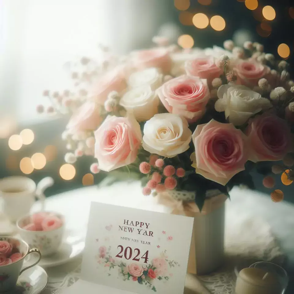 happy new year images with flower star couple beautiful love images ()