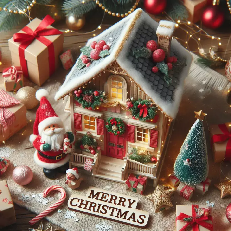 joyful christmas celebration photos merry christmas greetings with Santa Claus Merry christmas images big house