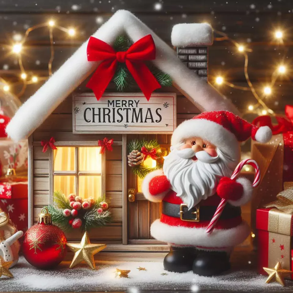 joyful christmas celebration photos merry christmas greetings with Santa Claus Merry christmas images house