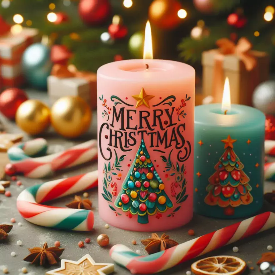 joyful christmas celebration photos merry christmas greetings with Santa Claus Merry christmas images pink and green candle