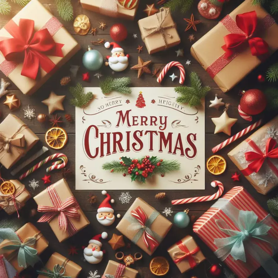 joyful christmas celebration photos merry christmas greetings with Santa Claus Merry christmas images poster