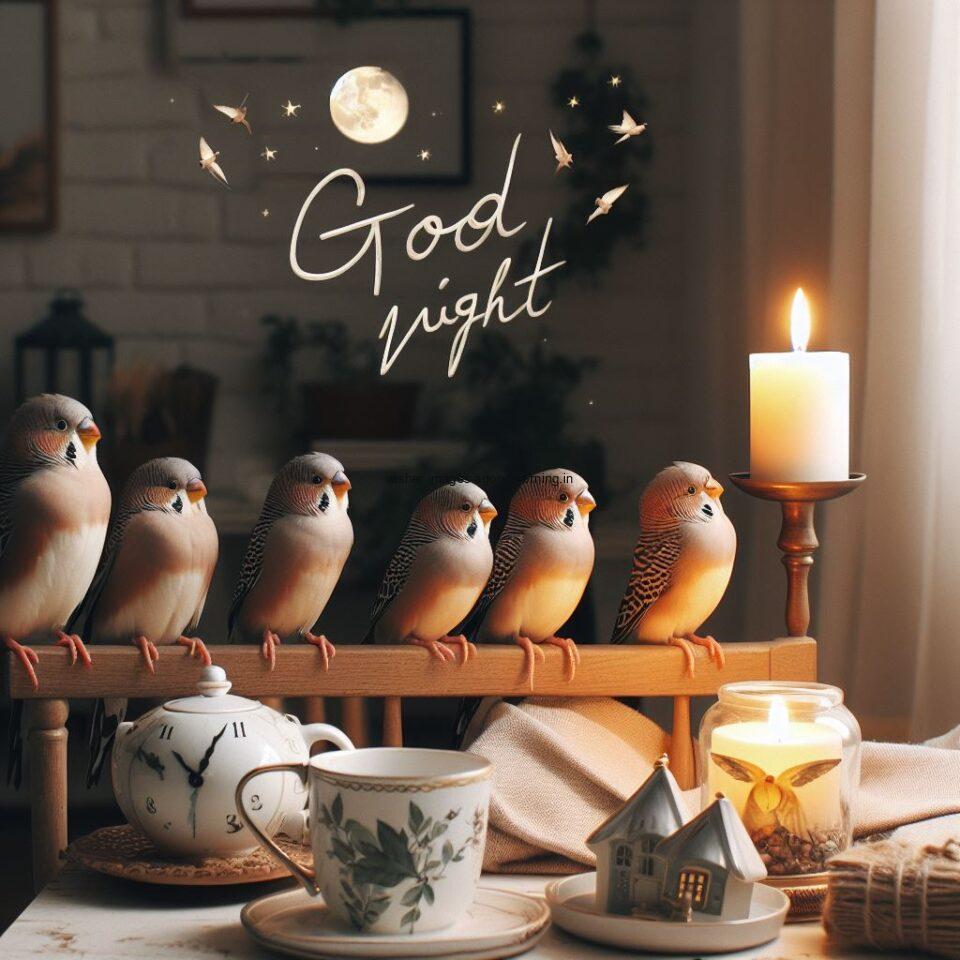 many nightingale is seating in the room with star good night images quotes text is placed night vibes