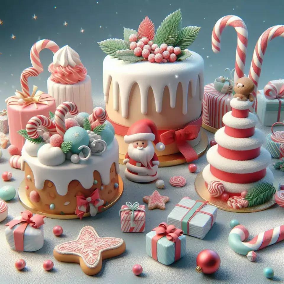 merry christmas eve images with santa cake and candy many lights ()