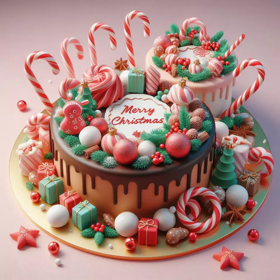 merry christmas eve images with santa cake and candy many lights ()