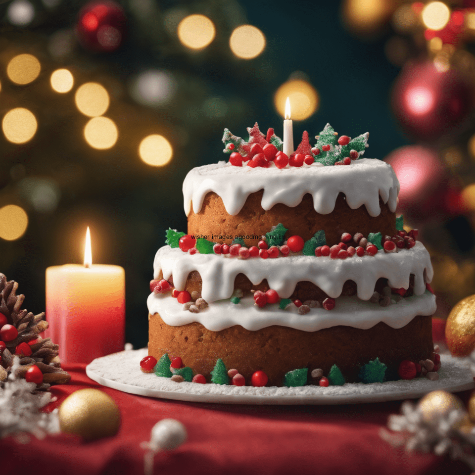 merry christmas eve images with santa cake and candy many lights ()