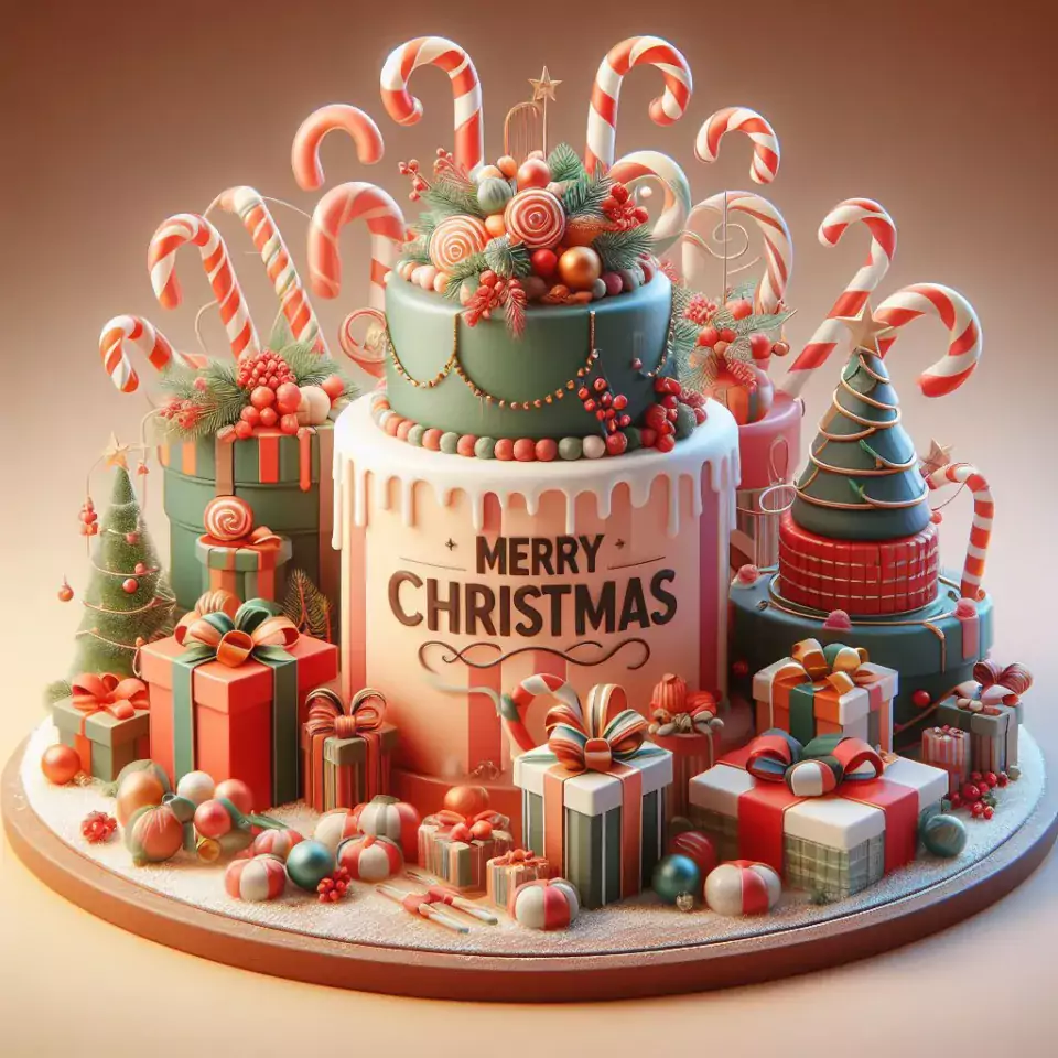 merry christmas eve images with santa cake and candy many lights ()