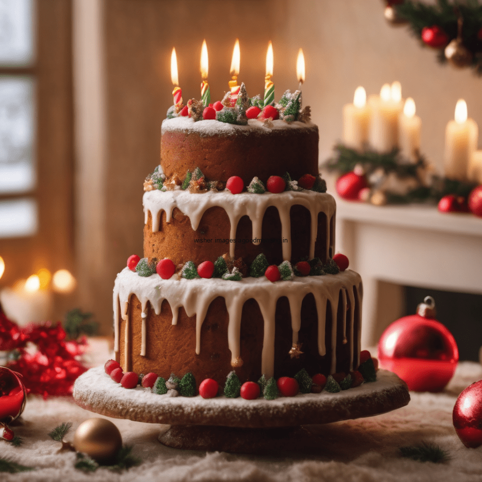 merry christmas eve images with santa cake and candy many lights ()