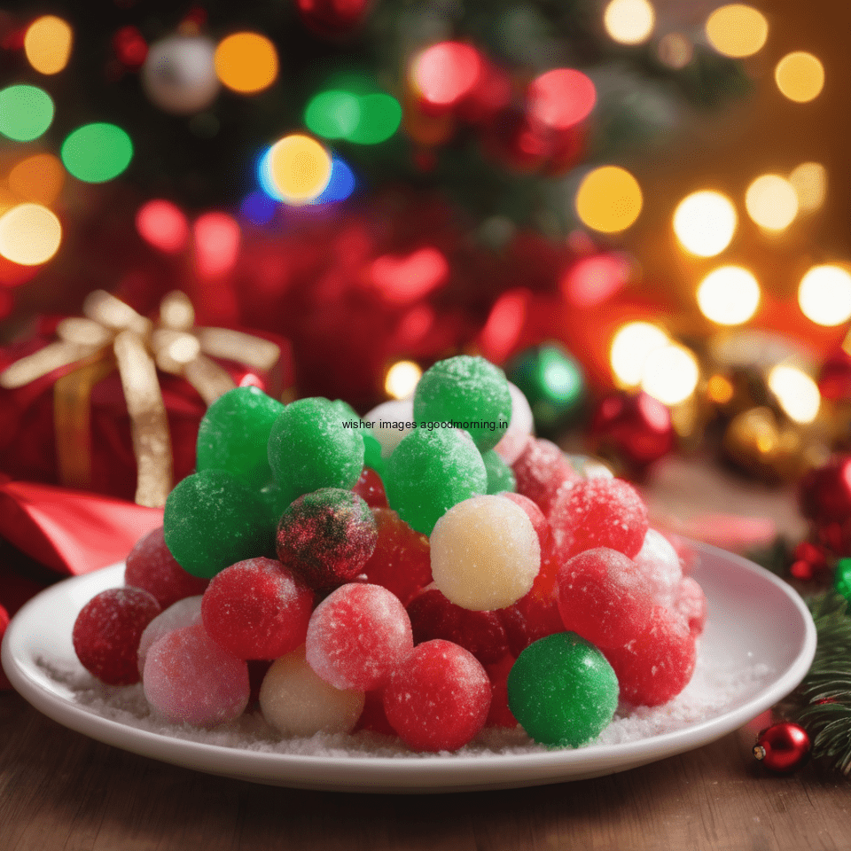 merry christmas eve images with santa cake and candy many lights ()