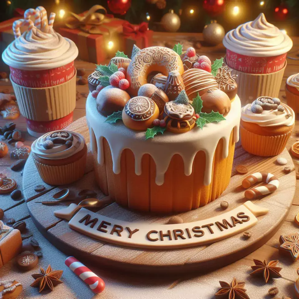 merry christmas eve images with santa cake and candy many lights ()