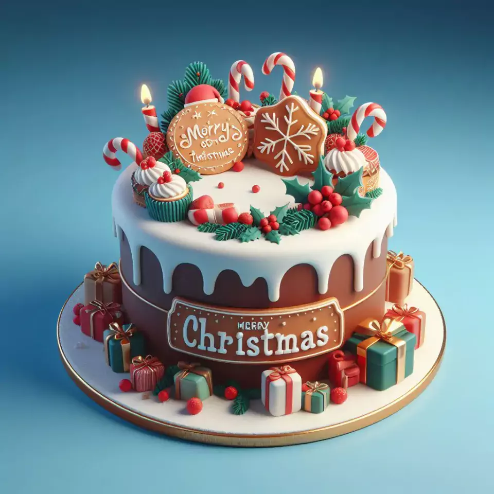 merry christmas eve images with santa cake and candy many lights ()