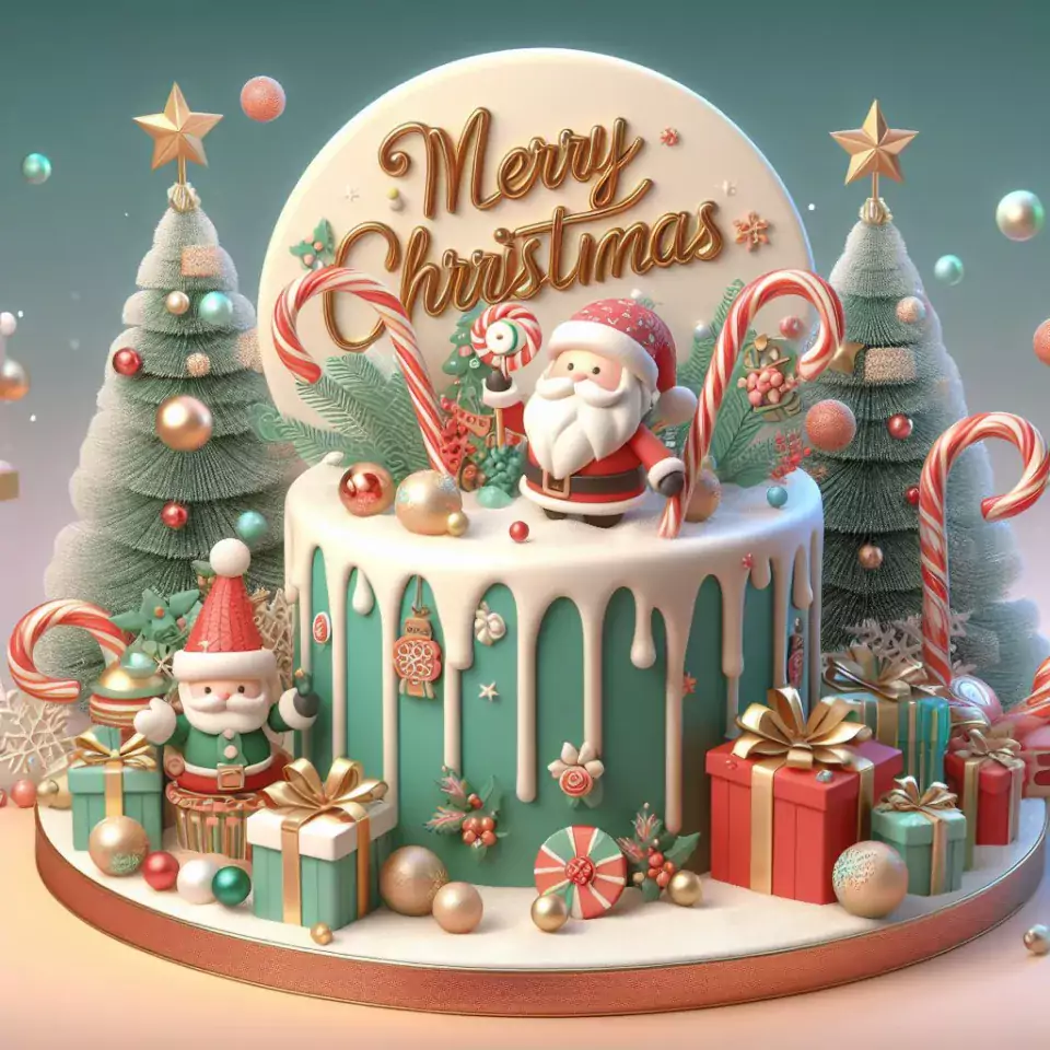 merry christmas eve images with santa cake and candy many lights ()