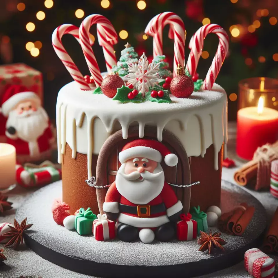 merry christmas eve images with santa cake and candy many lights ()