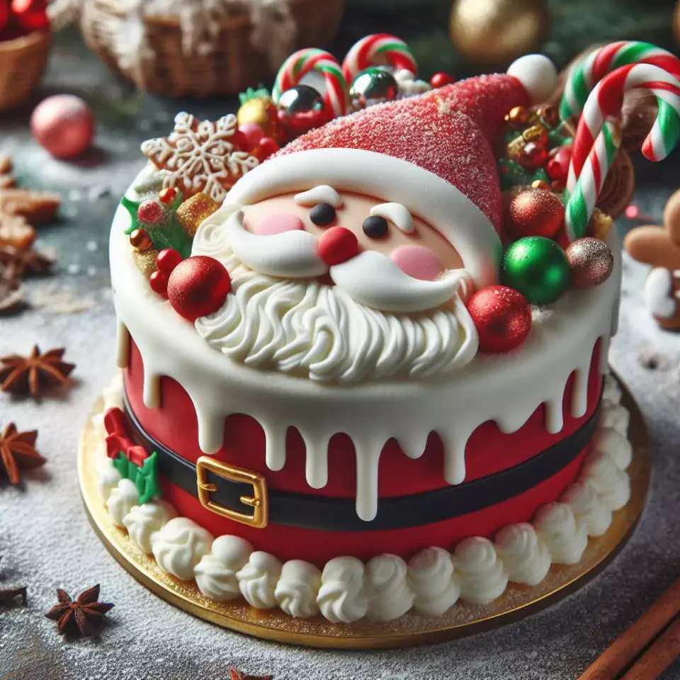 merry christmas eve images with santa cake and candy many lights ()