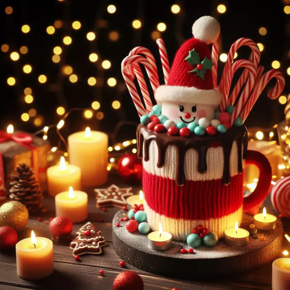 merry christmas eve images with santa cake and candy many lights ()