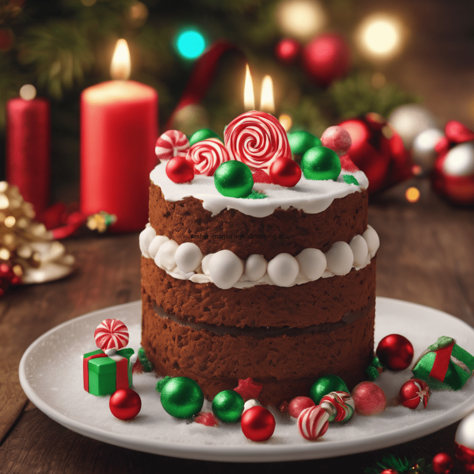 merry christmas eve images with santa cake and candy many lights ()