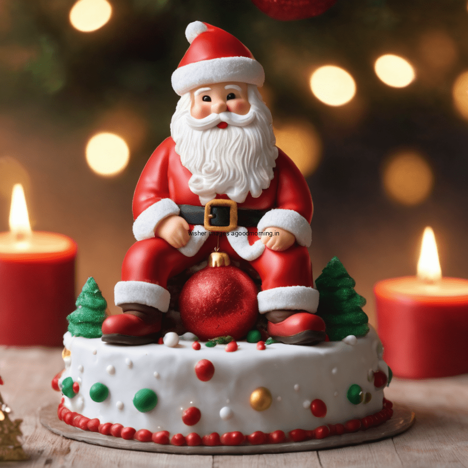 merry christmas eve images with santa cake and candy many lights ()