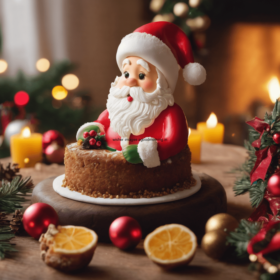 merry christmas eve images with santa cake and candy many lights ()