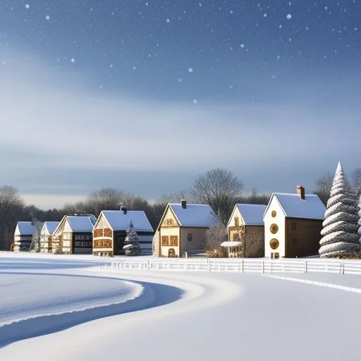 merry christmas images with snow housewith trees and night life ()