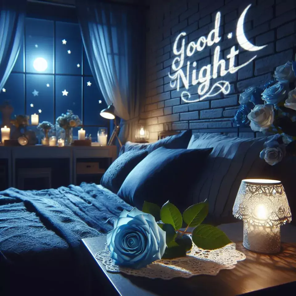 Good Night images with night vibes beautiful bad room with romantic vibes love images with rose & flowers ()