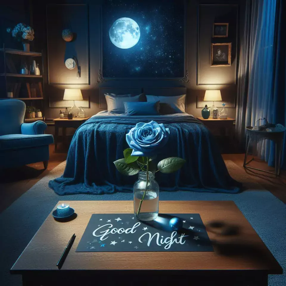 Good Night images with night vibes beautiful bad room with romantic vibes love images with rose & flowers ()