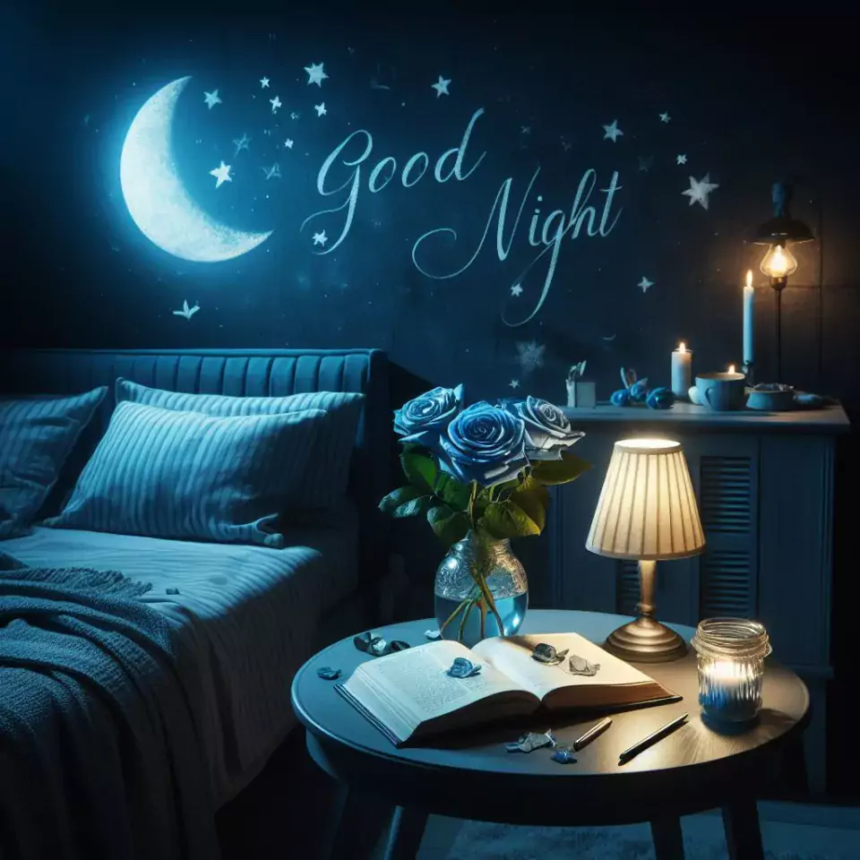 Good Night images with night vibes beautiful bad room with romantic vibes love images with rose & flowers ()