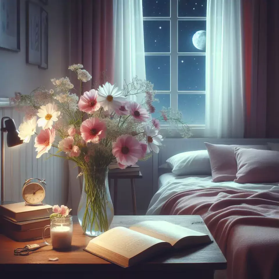 Good Night images with night vibes beautiful bad room with romantic vibes love images with rose & flowers ()