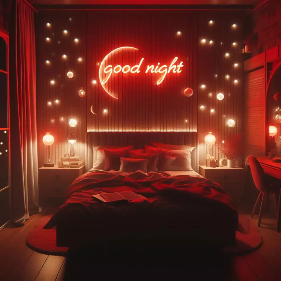 Good Night images with night vibes beautiful bad room with romantic vibes love images with rose & flowers ()