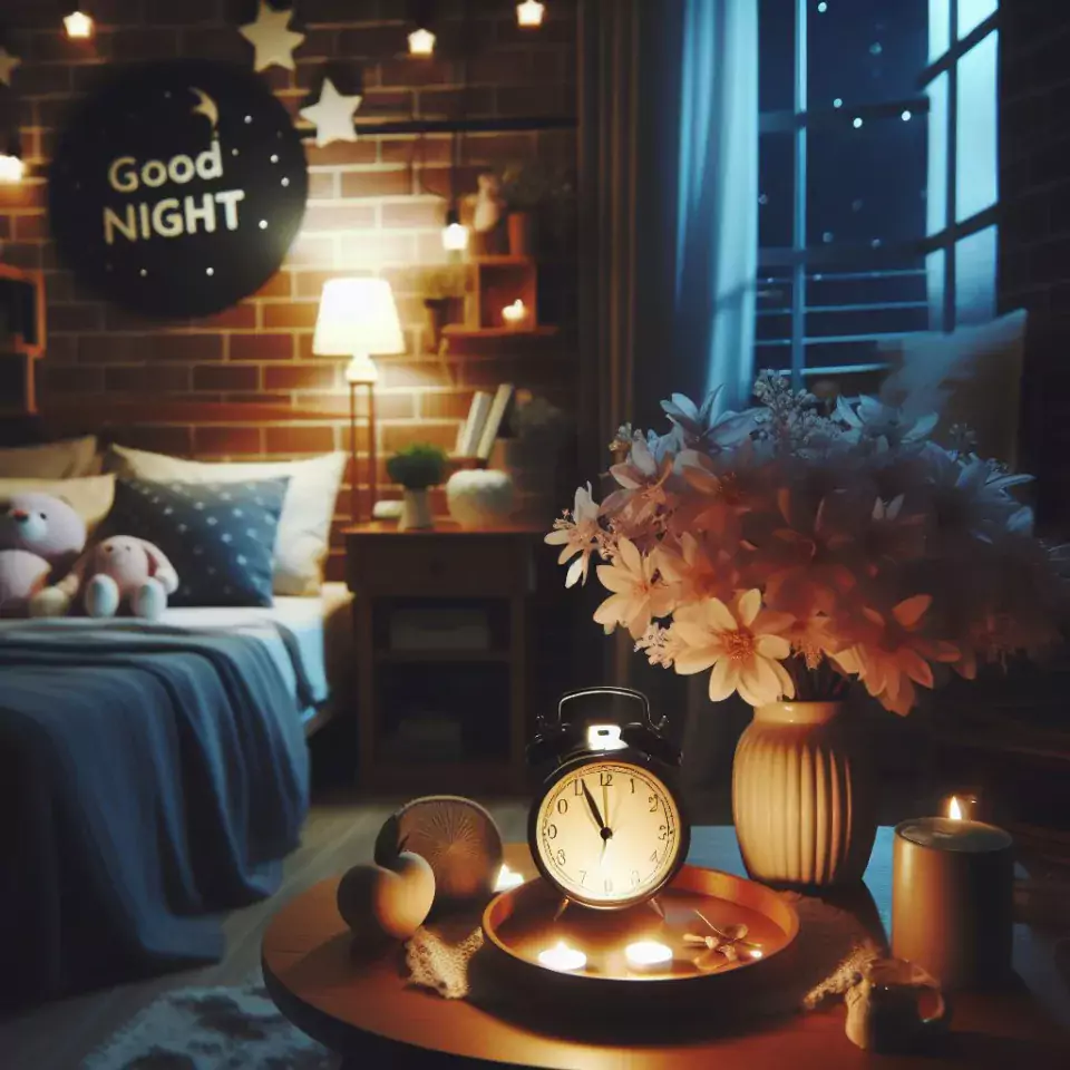 Good Night images with night vibes beautiful bad room with romantic vibes love images with rose & flowers ()