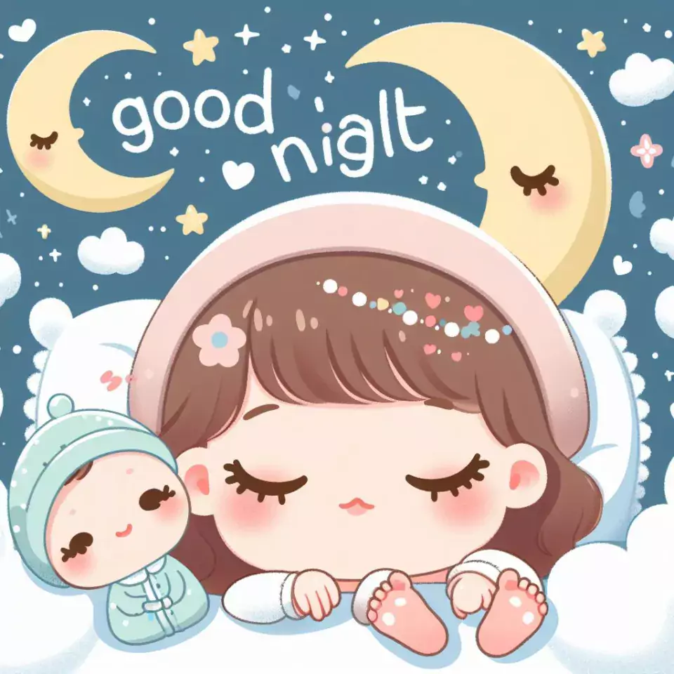 HD Good Night images star sleeping night vibes with warm sleep star girl baby flowers night ()